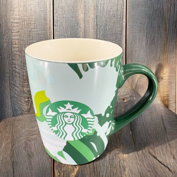 Starbucks 10 Oz Ceramic Coffee Mug With SPASH Multicolor Tropical Style Mug Cup - Picture 1 of 13